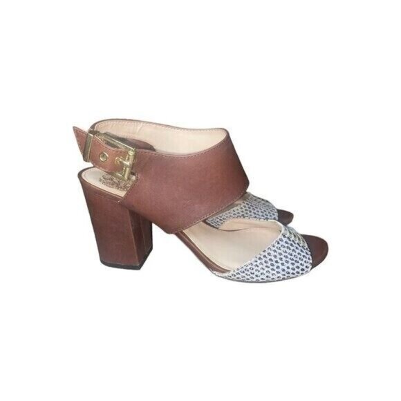 Vince Camuto Warma Snakeskin & Leather Size 5.5 Ankle Strap Block Heeled Sandal - Picture 3 of 11